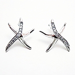 Sterling Silver Starfish and CZ Post-style Earrings